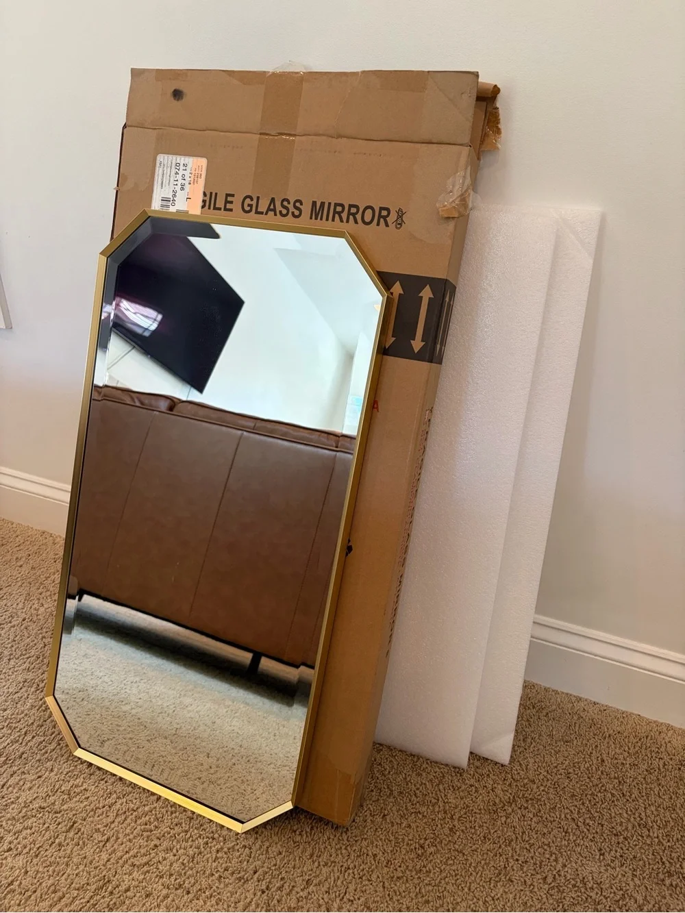 30in x 16in Gold Framed Octagon Edge Wall Mirror (THREE AVAILABLE)